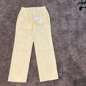 Good American Faux Leather Pants Pockets Key Lime Size 6/28 Party Retro Disco